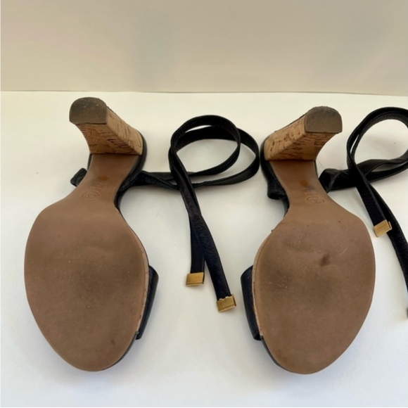 Vintage Chanel Black/ Cork Ankle Strap Sandals Size 36.5/size 6.5 - Picture 5 of 16